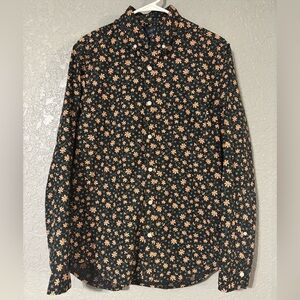 J. Crew Black and Orange Floral Button Down Shirt